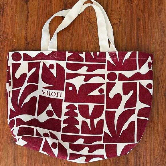Vuori Handbags - Vuori red and cream holiday large tote bag